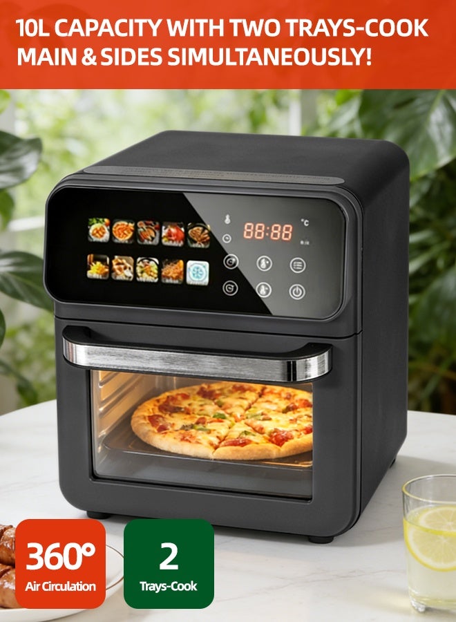 OHAHO Air Fryer 10L, 1350W Digital Air Fryer with 10 Preset Menus, 24H Delay Timer, Adjustable Temperature 80–200°C, Large Capacity Fryers for Family & Home Cooking - Image 2